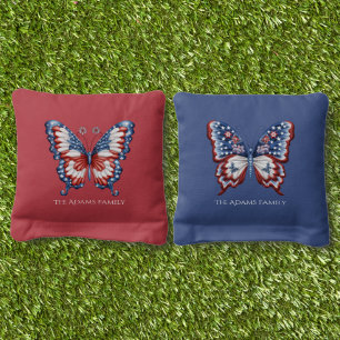 Custom 4thJuly Independence Day USA Flag Butterfly Cornhole Bags
