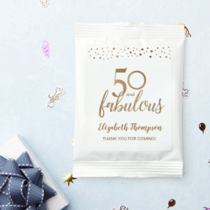 Custom 50 and fabulous 50th birthday Confetti Gold Margarita Drink Mix