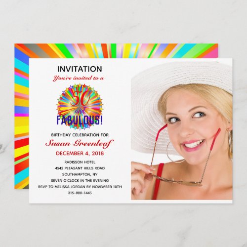 Custom 50 and Fabulous Rainbow Birthday Invitation
