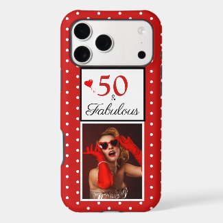 Custom 50 & Fabulous Photo Red 50th Birthday W Red Case-Mate iPhone Case