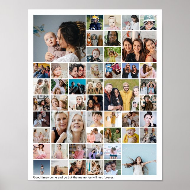 Custom 50 Picture Photo Tiles Collage Memory Poster (Front)