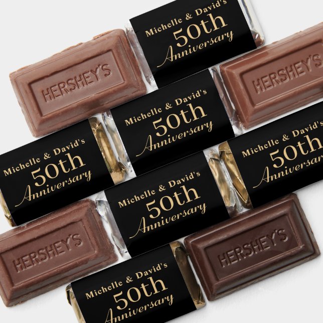 Custom 50th Anniversary Elegant Black and Gold Hershey's Miniatures (Assorted)