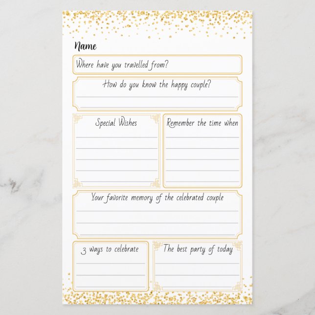 Custom 50th Anniversary Guest Book Page (Front)