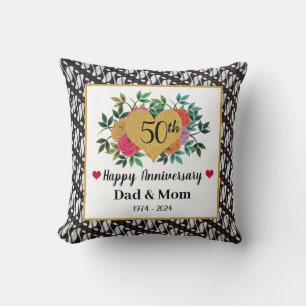 Custom 50th Anniversary Vintage Java Ethnic Batik Throw Pillow
