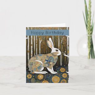 Custom 50th Art Nouveau Rabbit Birthday  Card
