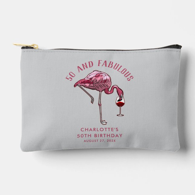 Custom 50th Birthday 50 and Fabulous Swag Accessory Pouch (Front)