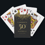 Custom 50th birthday black gold confetti favor poker cards<br><div class="desc">Celebrate a milestone in style with these custom 50th birthday black and gold confetti favor playing cards. Personalized for your special day,  these elegant and practical guest giveaways are a fun and memorable addition to your party favors,  blending sophistication with functionality.</div>