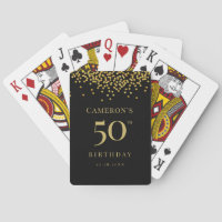 Custom 50th birthday black gold confetti favor