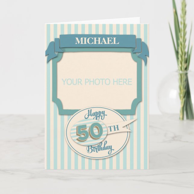 Custom 50th Birthday Card - Add Name and Photo (Front)