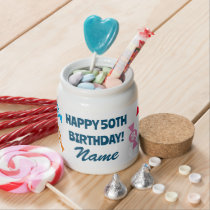 Custom 50th Birthday colored sweets candy jar gift