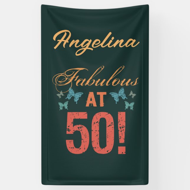 Custom 50th Birthday Fabulous Banner (Vertical)