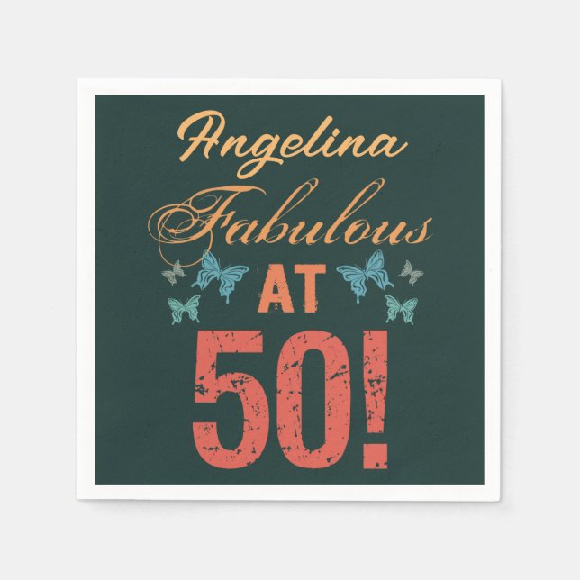 Custom 50th Birthday Fabulous Napkins (Front)