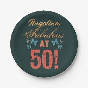 Custom 50th Birthday Fabulous Paper Plates
