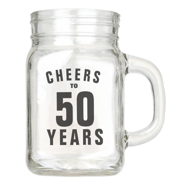 Custom 50th Birthday party mason jar mug gift (Front)