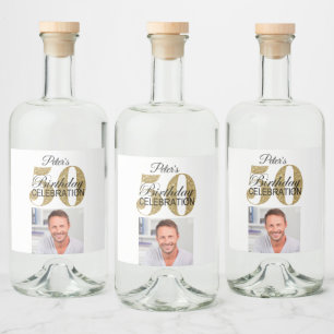 Custom 50th Birthday Party Mini Liquor Favor Label