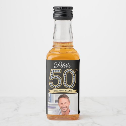 Custom 50th Birthday Party Mini Liquor Favor Label