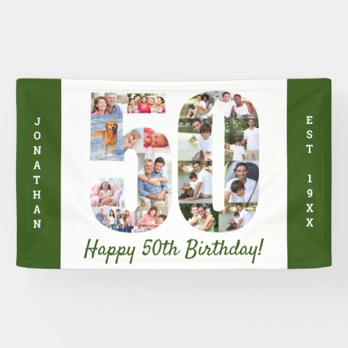 Custom 50th Birthday Party Photo Collage Banner