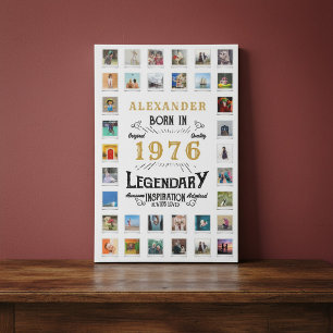 Custom 50th Birthday Photo Collage Family Memories Faux Canvas Print