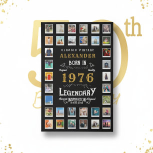 Custom 50th Birthday Photo Collage Family Memories Faux Canvas Print