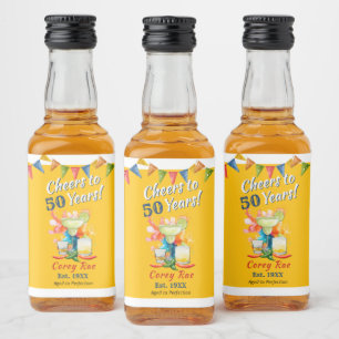 Custom 50th Birthday Tequila Margarita Fiesta Liquor Bottle Label