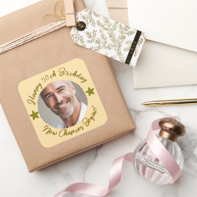 Custom 50th Birthday Thank You Gift Sticker | Phot (Gifting)