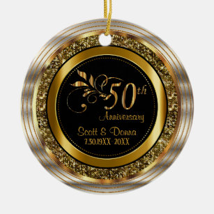 Custom 50th Golden Anniversary Ceramic Ornament