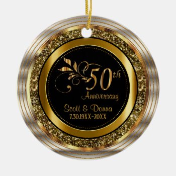 Custom 50th Golden Anniversary Ceramic Ornament by DesignsbyDonnaSiggy at Zazzle
