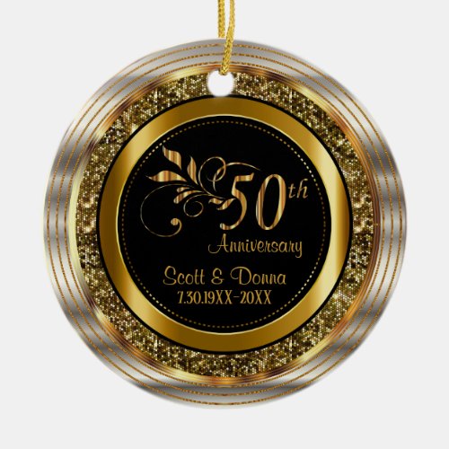 Custom 50th Golden Anniversary Ceramic Ornament