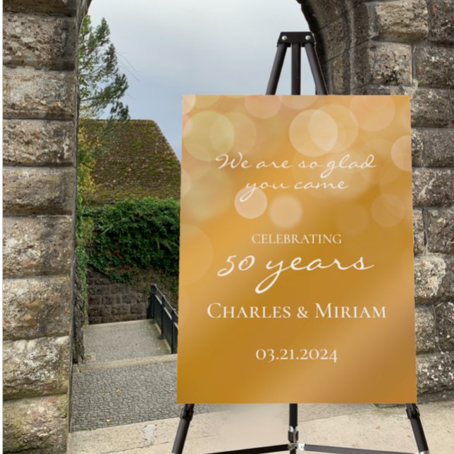 Custom 50th Golden Anniversary Party Welcome Sign (Customize this golden 50th wedding anniversary welcome sign with couples names and desired text
)