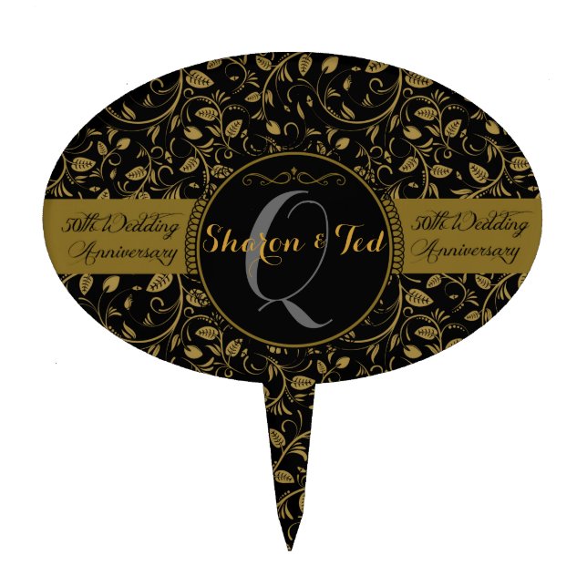 Custom 50th Wedding Anniversary Cake Topper (Front)