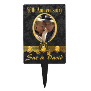 Custom 50th Wedding Anniversary Photo Cake Topper