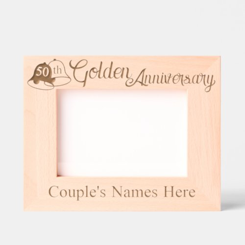 Custom 50th Wedding Golden Anniversary with Bells  Engraved Frames
