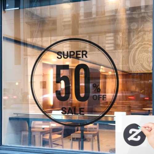 custom 52 Round SUPER SALE Simple Black Store Window Cling