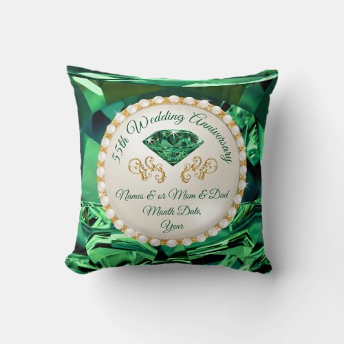 Custom 55th Wedding Anniversary Gifts for Parents Throw Pillow