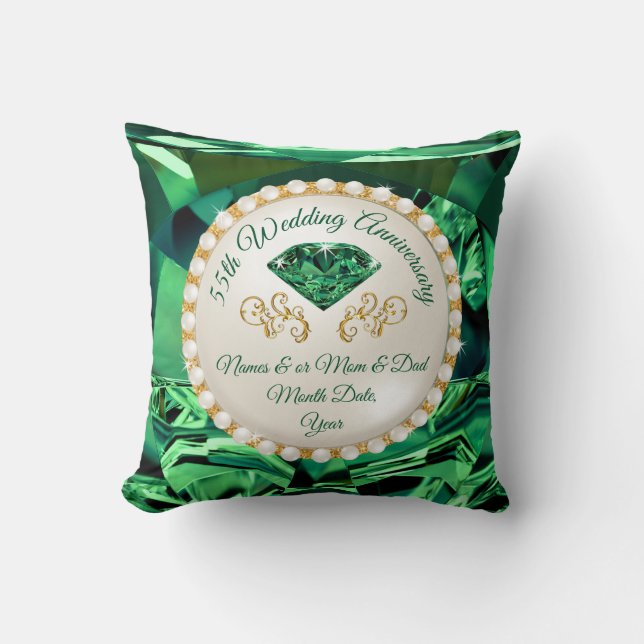 Custom, 55th Wedding Anniversary Gifts for Parents Throw Pillow (Front)
