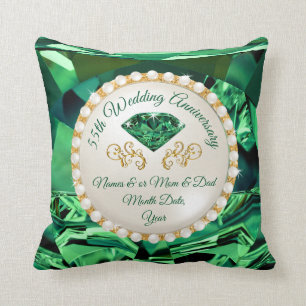 Custom, 55th Wedding Anniversary Gifts for Parents Throw Pillow