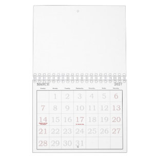 Custom 5.5" L x 7" W Large Numbers Full Calendar