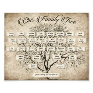 Custom 5 Generation Family Tree Chart Photo Print