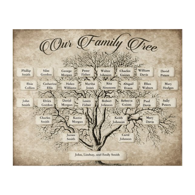Custom 5 Generation Family Tree Chart Template Acrylic Print (Front)