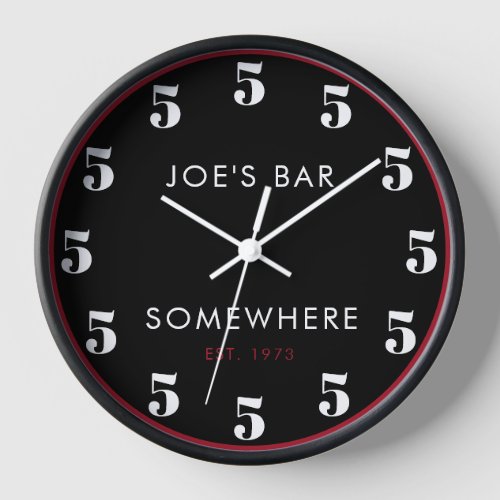 Custom  5 Oclock Somewhere Bar Happy Hour Black  Clock