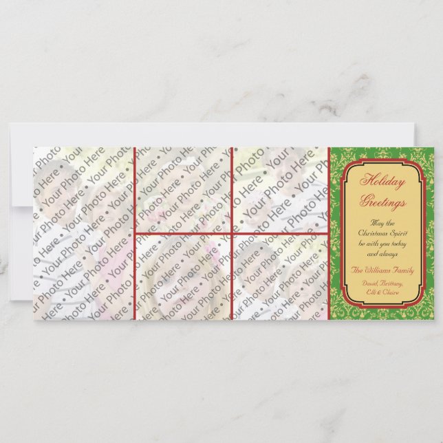 Custom 5 Photo Christmas Holiday Greeting Card (Front)