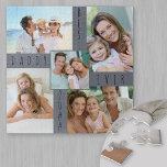 Custom 5 Photo Collage Best Daddy Ever Square Jigsaw Puzzle<br><div class="desc">Custom photo puzzle for the best dad ever. The design is lettered with "best daddy ever [year]" in skinny font typography and you can customize the year and also edit dad to papa or daddy for example, if required. The photo template automatically creates the photo collage with your pictures displayed...</div>