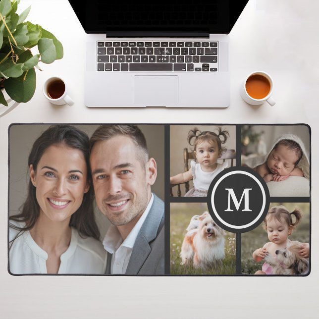 Custom 5 Photo Collage Black Family Desk Mat (Creator Uploaded)