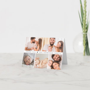 Custom 5 Photo Collage Grid Baby birth  Letterpress Thank You Card