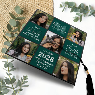 Custom 5 Photo Collage Inspirational Graduate Graduation Cap Topper