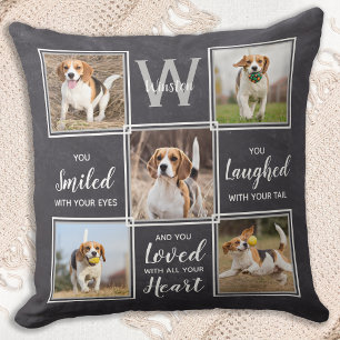 Custom 5 Photo Collage Keepsake Dog Pet Memorial Throw Pillow