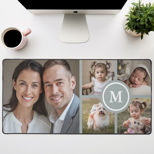 Shop 7 Custom 5 Photo Collage Sage Green Family Desk Mat