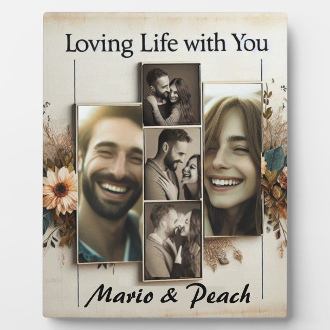 Custom 5 Photo Collage Tabletop Plaque  (Front)