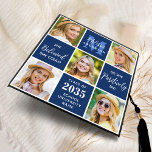 Custom 5 Photo Collage Unique Monogram Graduate Graduation Cap Topper<br><div class="desc">Introducing our modern and unique graduation cap topper featuring a stunning photo collage design that can showcase up to 5 of your favorite senior memories. The sleek block design is perfect for a contemporary look, while the inspiring quote "She believed she could so she Positively did" adds a touch of...</div>