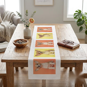 Custom 5 Photo Collage Your Pet Dog Picture On Short Table Runner